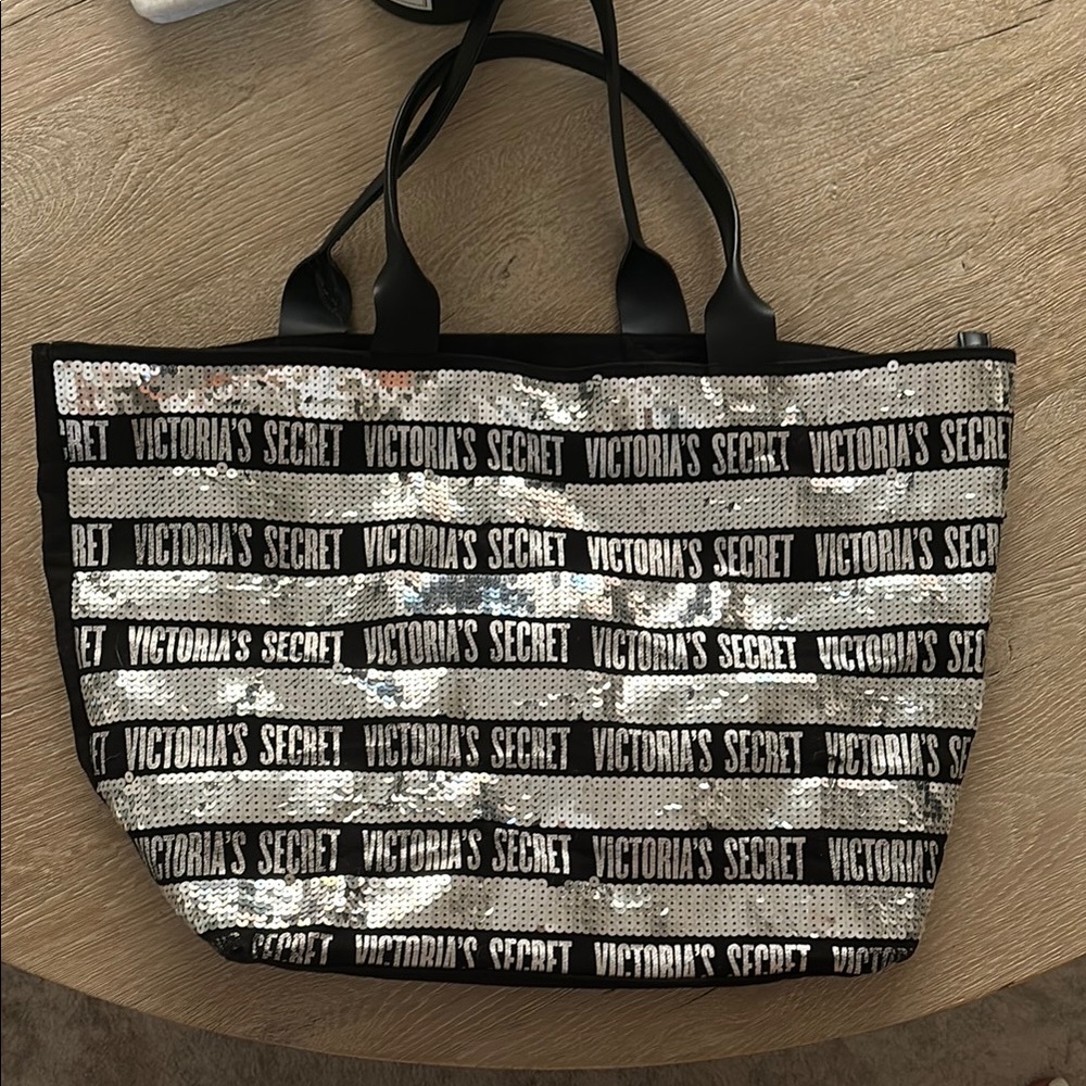 Victoria's Secret Black and Silver Glam Tote